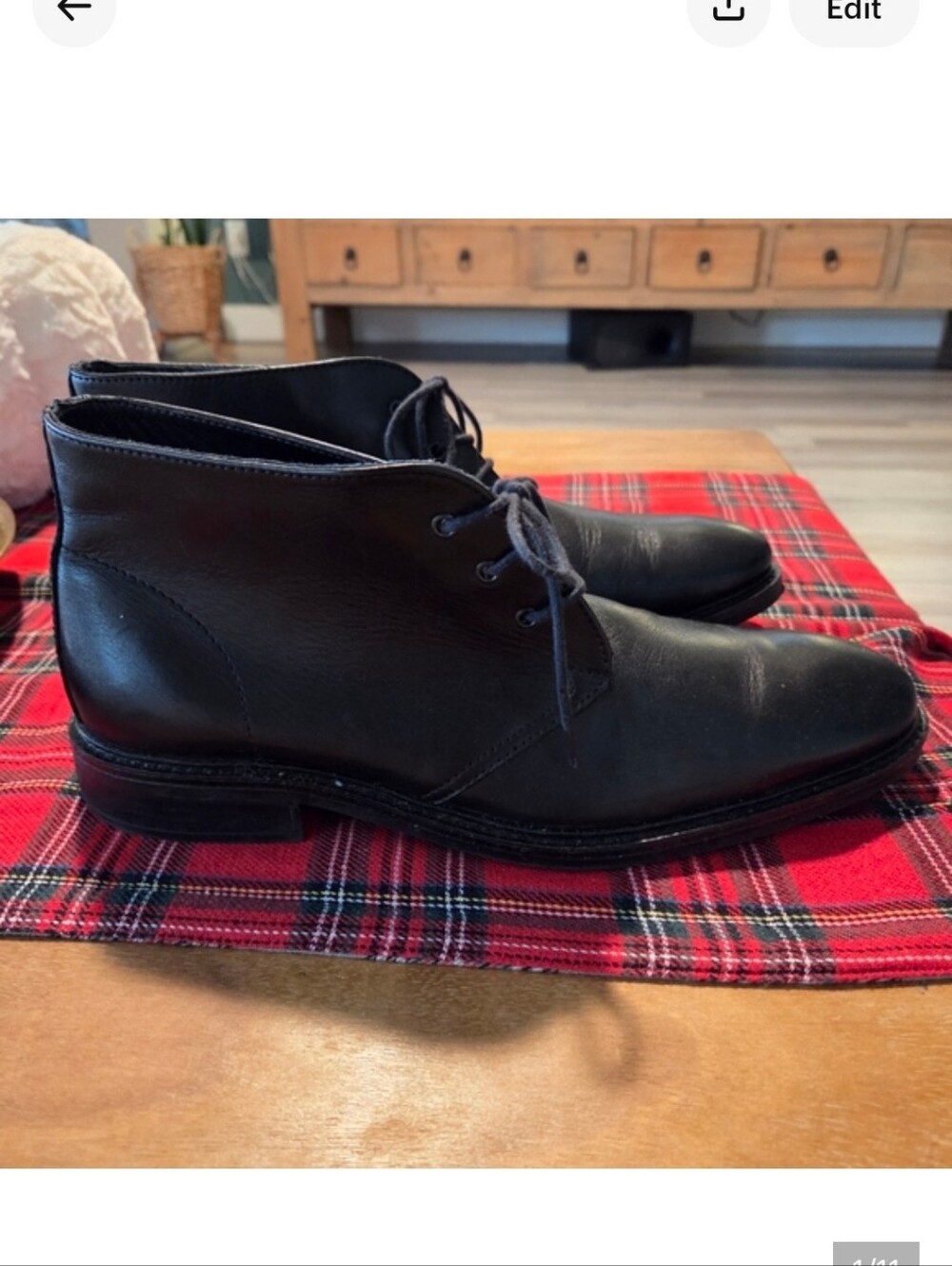 ALFANI MEN'S LOMBARD BLACK LEATHER CHUKKA BOOTS SIZE 9.5